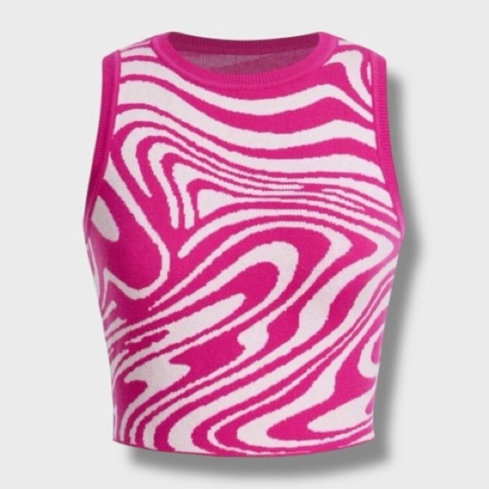 Pink & White Women's Crop Top - M - Picture 1 of 8